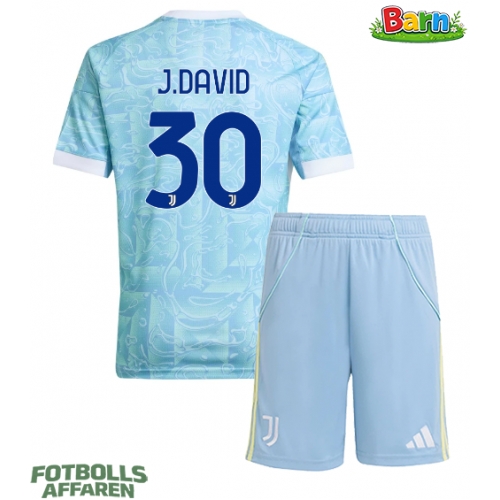 Juventus Jonathan David #30 Bortaställ Barn 2025-26 Kortärmad (+ Korta byxor)